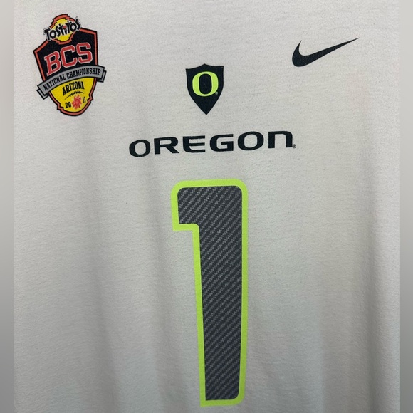 Nike LARGE Vintage University of Oregon Ducks #1 in the Country White #1 Tee - Picture 5 of 7